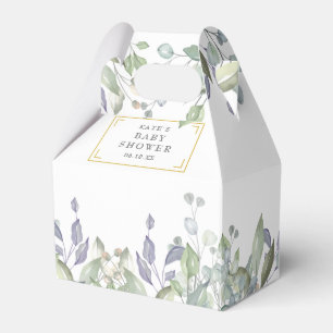 Elegante Babyparty Sage Lilien Grüne Pflanzen Geschenkschachtel