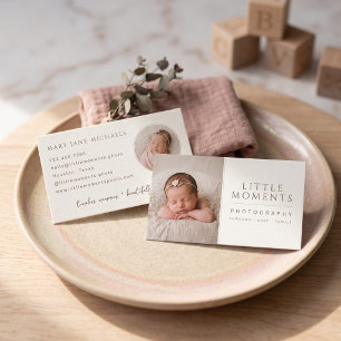 Elegante Babysfotografie-Branding Soft Neutral Visitenkarte