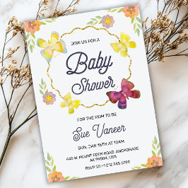 Elegante Babyshower-Einladung mit Blumendesign Einladung