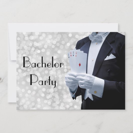 Elegante Bachelor Party Einladung mit Tuxedo (Vorderseite)