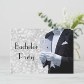 Elegante Bachelor Party Einladung mit Tuxedo (Stehend Vorderseite)