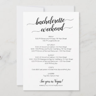 Elegante Bachelorette Wochenende Einladung