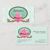 Elegante Bäckerei Cupcake Damask Visitenkarte (Vorne/Hinten)