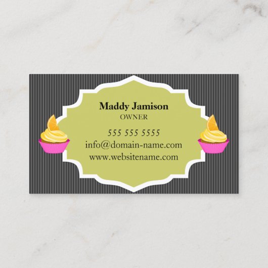 Elegante Bäckerei Cupcake Swirl Dekoration Visitenkarte (Rückseite)