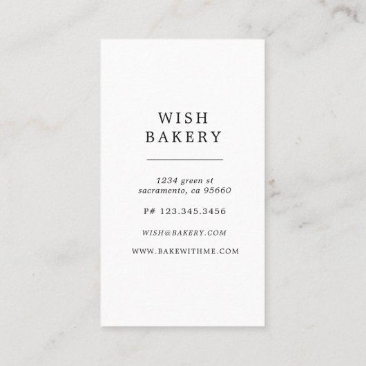 Elegante Bäckerei Drei Stufen vertikal Visitenkarte (Rückseite)