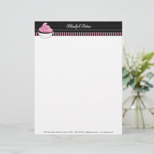 Elegante Bäckerei mit Cupcake und Damask Briefkopf