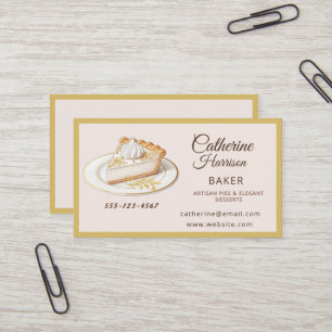 Elegante Bäckerei mit Tortenstück & goldenem Schwu Visitenkarte