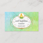 Elegante Bäckerei um Cupcake & Gold Scroll Visitenkarte (Vorderseite)