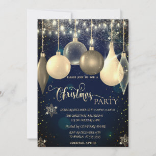 Elegante Bälle, Blaue Weihnachtslichter Einladung