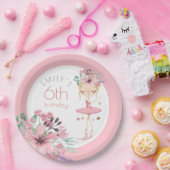 Elegante Ballerina Blume Girl Pappteller (Party)