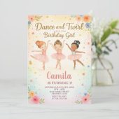 Elegante Ballerina Geburtstagsfeier Einladung (Stehend Vorderseite)