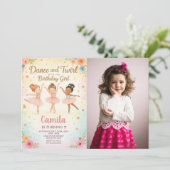 Elegante Ballerina Geburtstagsfeier Einladung mit  (Stehend Vorderseite)