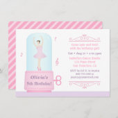 Elegante Ballerina Music Box Girl Birthday Party Einladung (Vorne/Hinten)