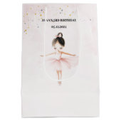Elegante Ballerina Pink Geburtstagsparty Mittlere Geschenktüte (Rückseite)