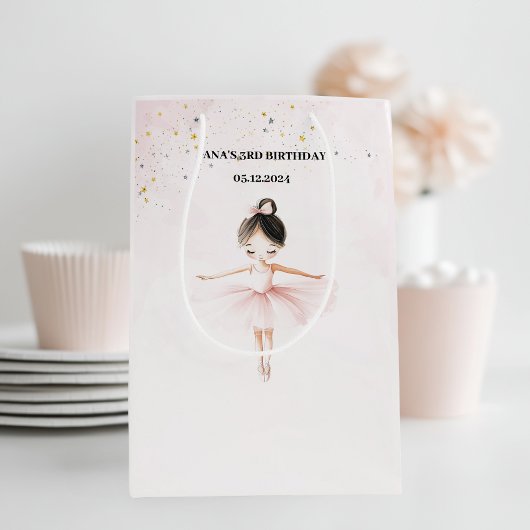 Elegante Ballerina Pink Geburtstagsparty Mittlere Geschenktüte
