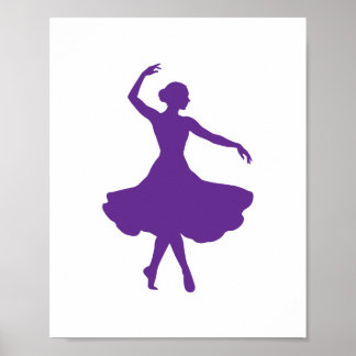 Elegante Ballerina-Silhouette Vertikales Ballett-W Poster