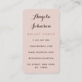 Elegante Ballerina Tänzerin Tanzschule Visitenkarte (Rückseite)