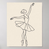 Elegante Ballet Dancer Line Kunst, Minimalistisch Poster (Vorne)
