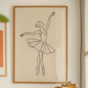 Elegante Ballet Dancer Line Kunst, Minimalistisch Poster