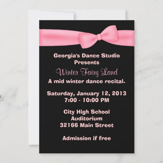 Elegante Ballett-Tanz Einladung (Rückseite)