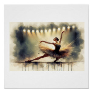 Elegante Balletttänzerin auf der Bühne, Poster