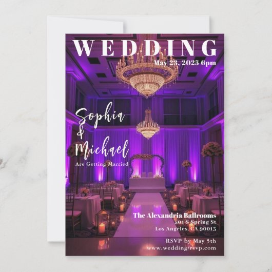 Elegante Ballroom Magazine Cover Wedding Einladung (Vorderseite)
