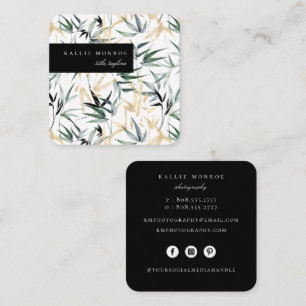 Elegante Bamboo Foliage Square Business Card Quadratische Visitenkarte