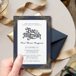 Elegante BAR MITZVAH Quality Navy Gold Moderne Einladung<br><div class="desc">Diese moderne Bar Mitzvah Einladung kann klar oder mattiert sein,  Rechteck oder Bogen geformt,  wie gewünscht,  um Ihre Bedürfnisse Anzug. Sie können die Farbe des Textes in Designtools ändern. Auch in Acrylglas-Klarglas erhältlich. Anzeigen der Auflistung,  um alle Optionen anzuzeigen.</div>