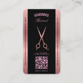 Elegante Barber Black Rosegold Scissors Loyalität Visitenkarte (Vorderseite)