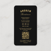 Elegante Barbershop Black Imitats Gold Scheren Visitenkarte (Rückseite)