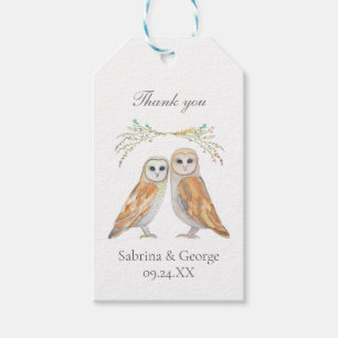 Elegante Barn Owl Wildblume Danke Hochzeit Geschenkanhänger