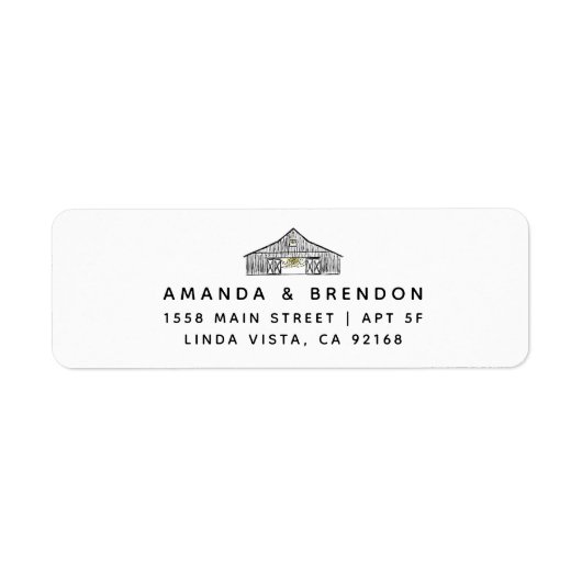 Elegante Barn Wedding Rücksendeadresse (Vorne)