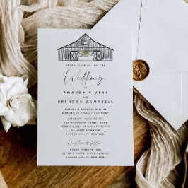 Elegante Barnzeremonie und Hochzeit von Empfängen Einladung