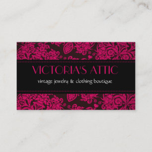 Elegante Barock-Fuchsia- und schwarze Profilkarte Visitenkarte