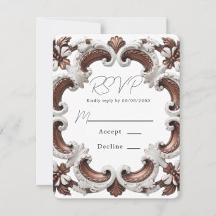 Elegante Barock Rokoko Style Wedding RSVP Karte