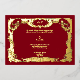 Elegante Barock-Rokokorose Florale Umrandung Hochz Folieneinladung