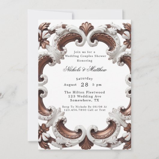 Elegante Barockdusche für Hochzeitspaare Einladung (Vorderseite)