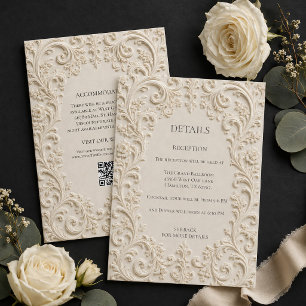 Elegante barocke Blumen-Hochzeitseinlagekarte Begleitkarte