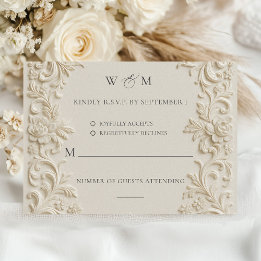 Elegante barocke Elfenbein-Hochzeits-RSVP-Karte RSVP Karte