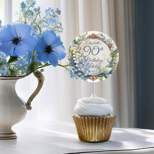 Elegante barocke Flora Frame 90. Geburtstagsparty Runder Aufkleber