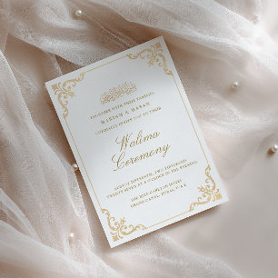 Elegante Barocke Goldrahmen-Schrift Walima-Zeremon Einladung