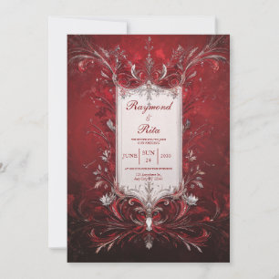Elegante barocke Rote Hochzeit Einladung