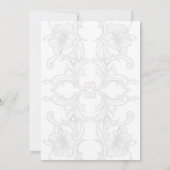 Elegante Barocke Schwarz-weiße, florale feierliche Einladung (Rückseite)