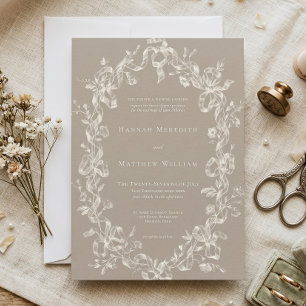 Elegante barocke vintage ovale neutrale Hochzeit i Einladung