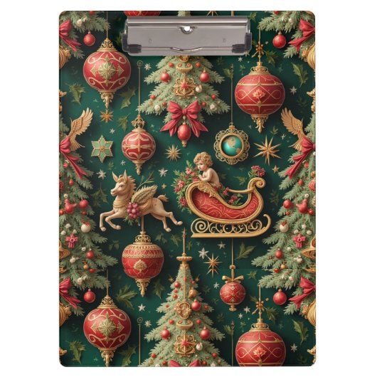 Elegante Barocke Weihnachtsklammer Klemmbrett (Vorderseite)