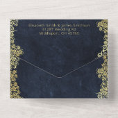 Elegante Barockmarche und schicke Goldmedaille Hoc All In One Einladung (Rückseite)