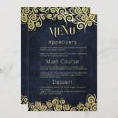 Elegante Barockmarche und schicke Goldmedaille Hoc Menükarte (Vorne/Hinten)