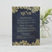 Elegante Barockmarche und schicke Goldmedaille Hoc Menükarte (Stehend Vorderseite)