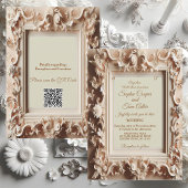 Elegante Barockopulenz Peach Gold Rahmen Hochzeit Einladung