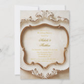 Elegante Barockstil Weißes Gold Hochzeit Einladung (Vorderseite)